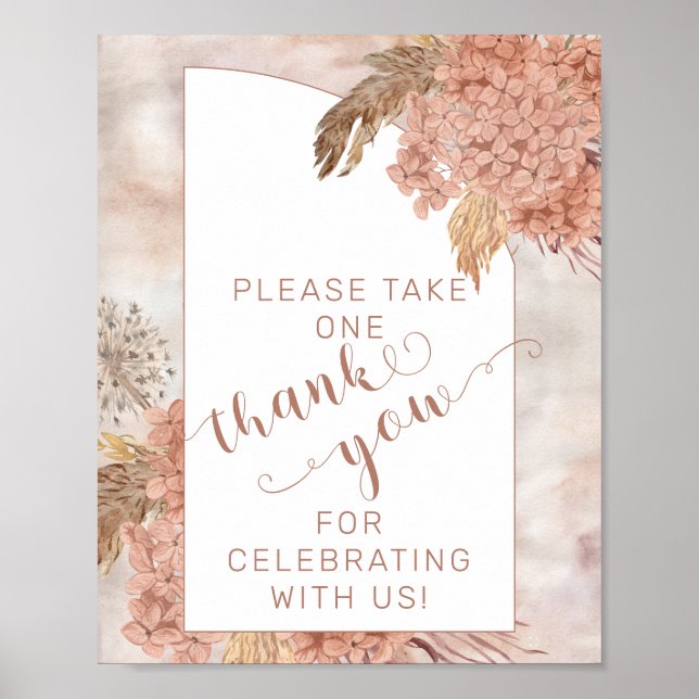 Pampas Grass Hydrangeas Ta en Tack Poster (Framsidan)