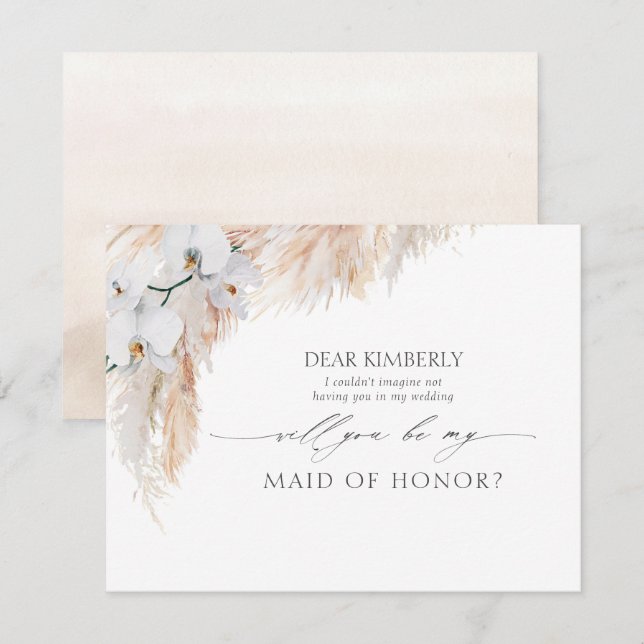 Pampas Grass Maid of honor/Bridesmaid Frieri Inbjudningar (Fram/baksida)