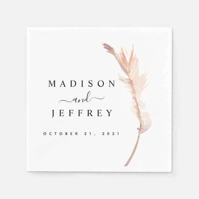  Pampas Grass Minimalist Bröllop Cocktail Pappersservett (Framsidan)