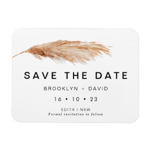 Pampas Grass Minimalist Bröllop spara datum Magnet