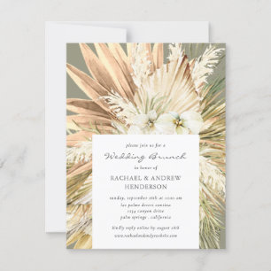 Pampas Grass Modern Boho Bröllop Brunch Sage Inbjudningar