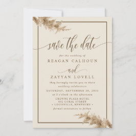 Pampas Grass Modern Calligraphy Save Date Spara Datumet