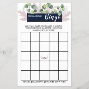 Pampas Grass Möhippa Bingo Game Card Flygblad