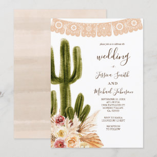 Pampas Grass Mute Tones Wedding bjudande Inbjudningar