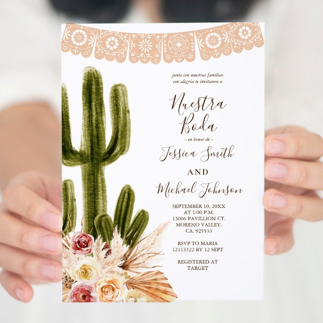 Pampas Grass Muted Tones Nuestra Boda Inbjudningar (Skapare uppladdad)