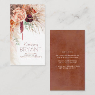 Pampas Grass och Terracotta Flowers Boho Visitkort