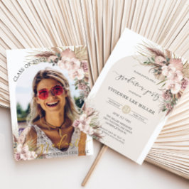 Pampas Grass Orchid Blommigt Arch Bild Studenten Inbjudningar