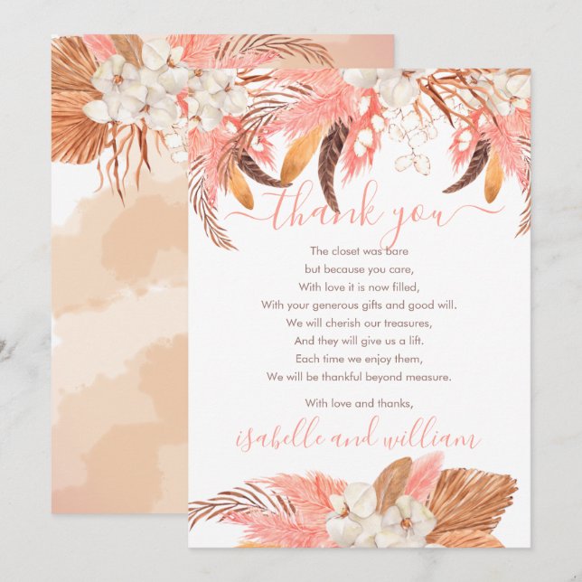 Pampas Grass Orchid Blooms Baby Shower Tack (Fram/baksida)