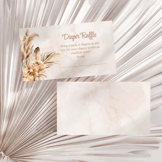 Pampas Grass Orchid Diaper Raffle-kuvert Tilläggskort (Pampas Grass Orchid Diaper Raffle Enclosure Card on a sunny white dry palm leaf.)