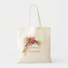 Pampas Grass Protea Blommigt Modern Bröllop Tygkasse