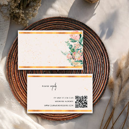 Pampas Grass Protea Gold QR Code Wedding RSVP Tilläggskort