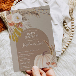 Pampas Grass Pumpkin Baby Shower Inbjudningar
