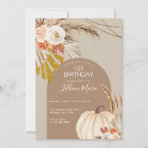Pampas Grass Pumpkin Birthday-inbjudan