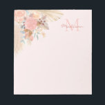 Pampas Grass Ro Guld Blommigt Namn Monogram Anteckningsblock<br><div class="desc">Anteckningsblocket i snyggten är dekorerat med vattenfärgspampasgräs,  eukalyptus,  blommor och torkat löv på  rosa. Enkelt anpassade. Eftersom vi skapar vår teckning kommer du inte att hitta just den här bilden från andra designers. Ursprunglig vattenfärg © Michele Davies.</div>