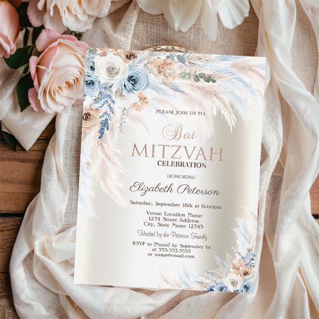 Pampas Grass Ro Ivory Bat mitzvah Inbjudningar (Skapare uppladdad)