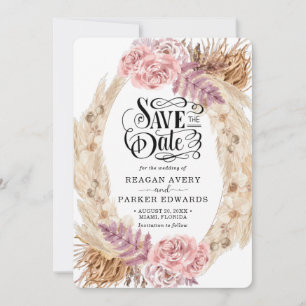 Pampas Grass Ro Lila Bröllop Spara Datumet