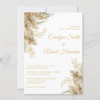 Pampas Grass Romantic Wedding bjudande Inbjudningar