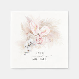 Pampas Grass Rosa Anthuriums Elegant Tropical Pappersservett