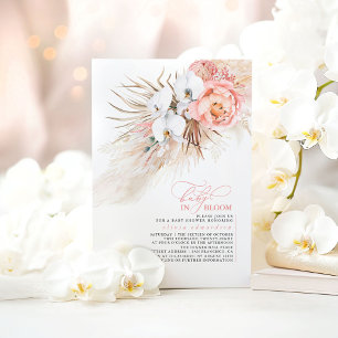Pampas Grass  Rosa Baby i Bloom Baby Shower Inbjudningar