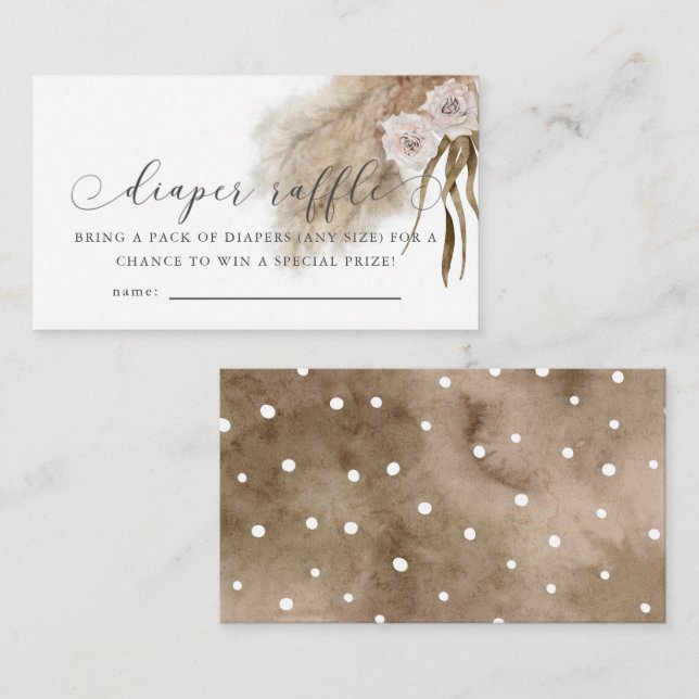 Pampas Grass Rosa Baby Shower Raffle Biljett Tilläggskort (Fram/baksida)