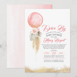 Pampas Grass Rosa Ballon Drive by Baby Shower Inbjudningar