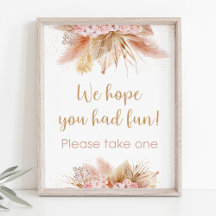 Pampas Grass Rosa Blommigt Baby Shower-favoritskyl