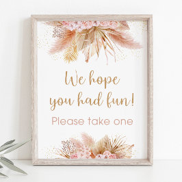 Pampas Grass Rosa Blommigt Baby Shower-favoritskyl Poster