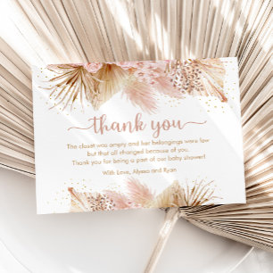 Pampas Grass Rosa Blommigt Baby Shower Tack Kort