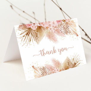 Pampas Grass Rosa Blommigt Baby Shower Tack Kort