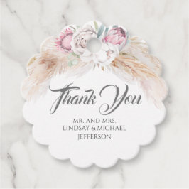 Pampas Grass Rosa Blommigt Bröllop Tack Gåvor Etiketter