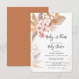 Pampas Grass Rosa Blommigt Girl Baby Shower Inbjudningar