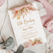 Pampas Grass Rosa Blommigt Oh Baby Shower
