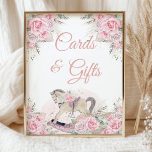 Pampas Grass Rosa Blommigt Rocking Horse Cards Gif Poster