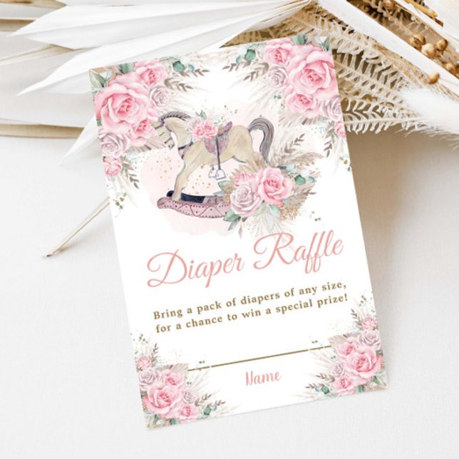 Pampas Grass Rosa Blommigt Rocking Horse Diaper Tilläggskort (Skapare uppladdad)