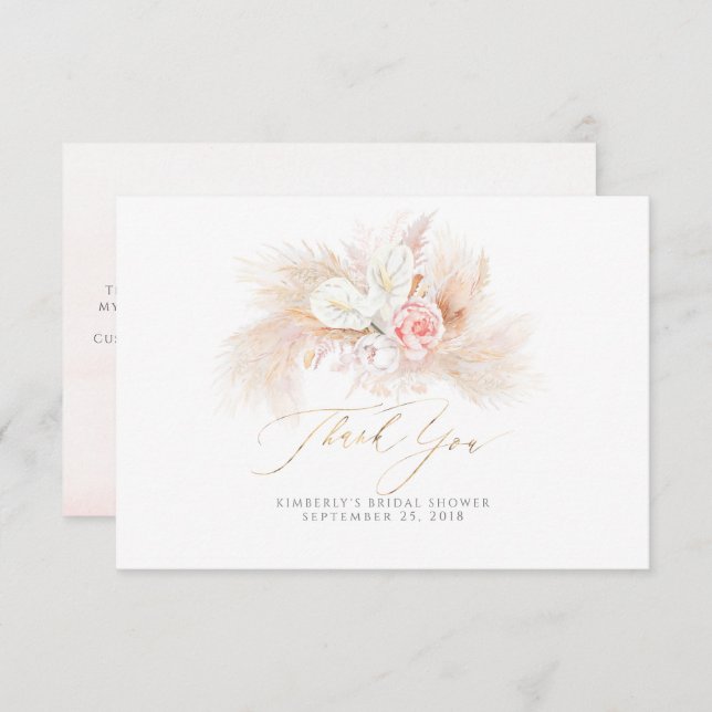 Pampas Grass Rosa Blommigt Small Tack (Fram/baksida)