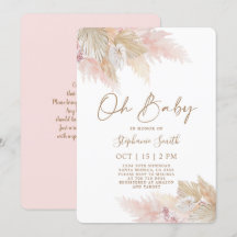 Pampas Grass Rosa Boho Chic Baby Shower Girl