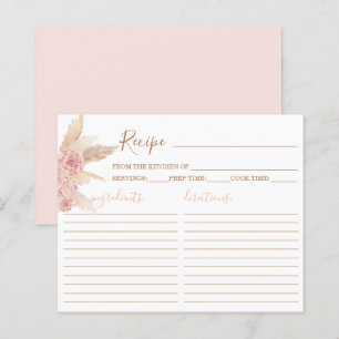 Pampas Grass Rosa Boho Chic Recept Card