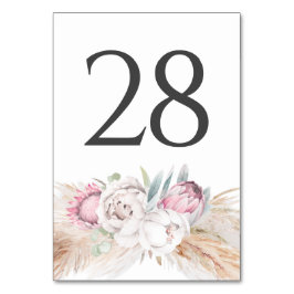 Pampas Grass Rosa Bröllop Bordsnummer-kort Bordsnummer