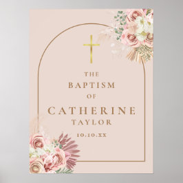 Pampas Grass Rosa Guld Arch Baptism - tecken Poster