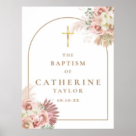 Pampas Grass Rosa Guld Arch Baptism - tecken Poster