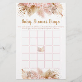 Pampas Grass Rosa Guld Baby Shower Bingo Game