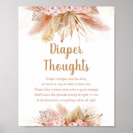 Pampas Grass Rosa Guld Blommigt Baby Daper Thought Poster