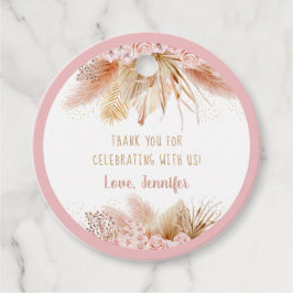 Pampas Grass Rosa Guld Blommigt Baby Shower Gåvor Etiketter