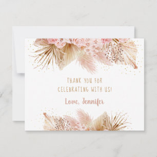 Pampas Grass Rosa Guld Blommigt Baby Shower Tack Kort