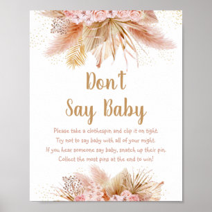 Pampas Grass Rosa Guld Blommigt Säg inte Baby Game Poster