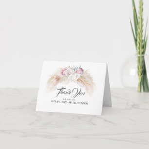 Pampas Grass Rosa Kung Protea Bröllop Tack Kort