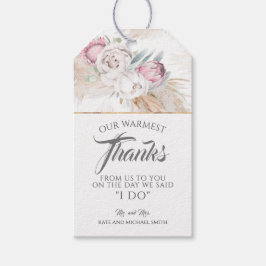 Pampas Grass Rosa Kung Protea Bröllop Tack Presentetikett