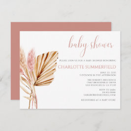 Pampas Grass Rustic Boho Blommigt Baby Shower Inbjudningar