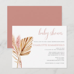 Pampas Grass Rustic Boho Blommigt Baby Shower Inbjudningar