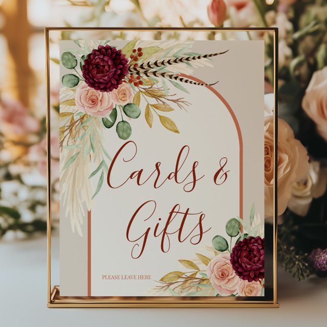 Pampas Grass Rustic Boho Terracotta Card och Gift Poster (Skapare uppladdad)